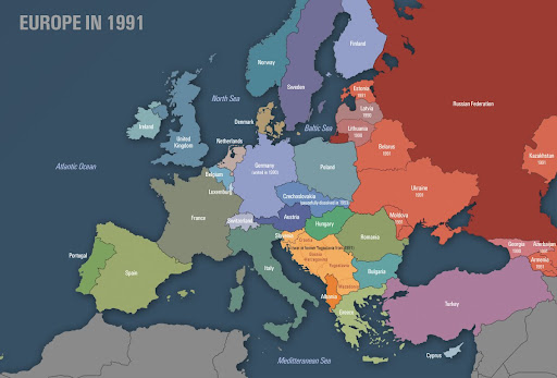 Map of Europe in 1991.