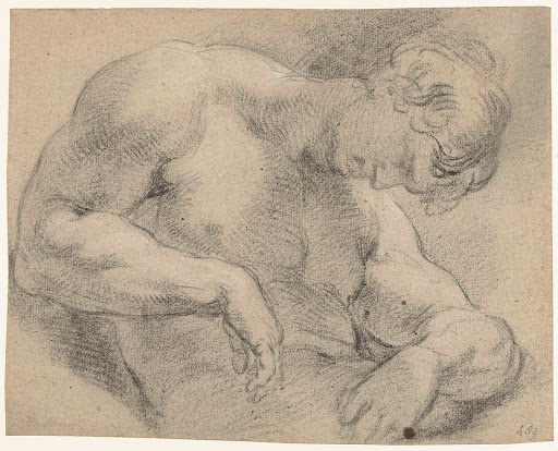 Naaktfiguur met gebogen hoofd