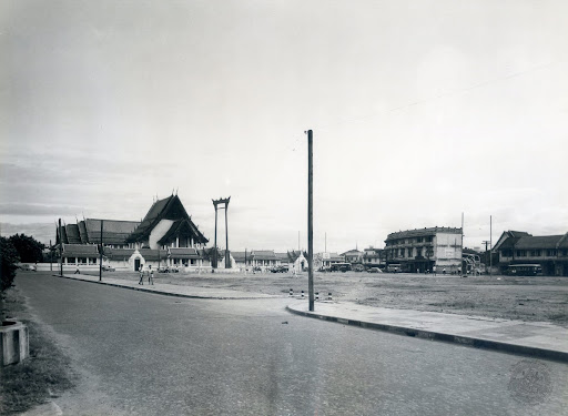 Empty Plaza and Sao Ching Cha in front of Wat Suthat, Bangkok