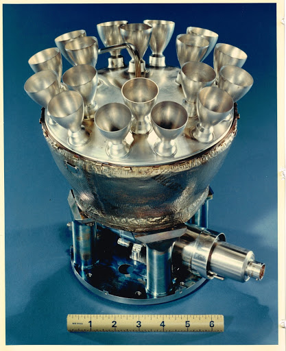 Viking Lander Engine photograph with internal thermal insulation showing