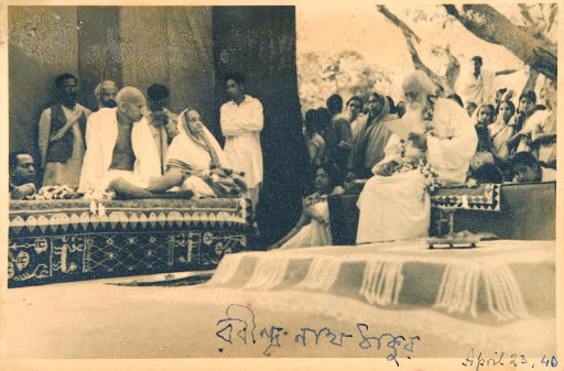 Gandhiji and Rabindranath Tagore at Santiniketan, 23 April 1940