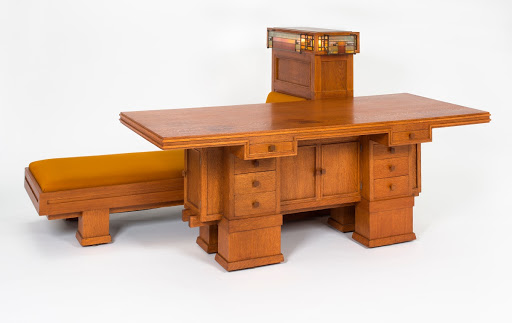 Combination Writing Desk, Daybed, and Lamp from the Edward P. Irving Residence (Decatur Illinois)