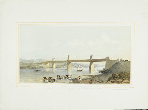 Railway print of Britannia Tubular Bridge, Menai S