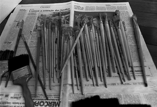 Painting materials by Iberê Camargo, at the studio of Alcebíades Antônio dos Santos Street