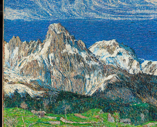 Spring in the Alps, detail with sky and mountains