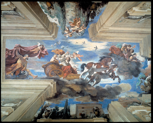 Casino Aurora. Ground floor. General view of central portion of Guercino's 'Aurora'