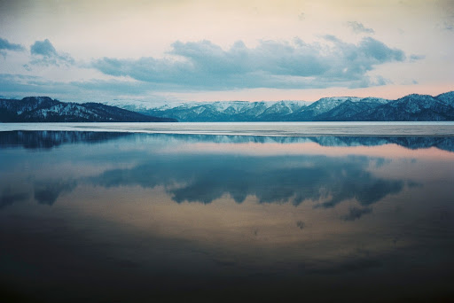 Lake Kussharo Reflection of the Mountains on the Water