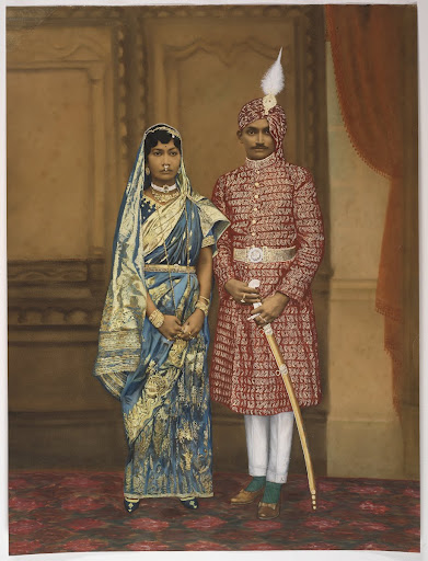 Marriage Portrait of a Rajput Prince and Nepalese Princess
