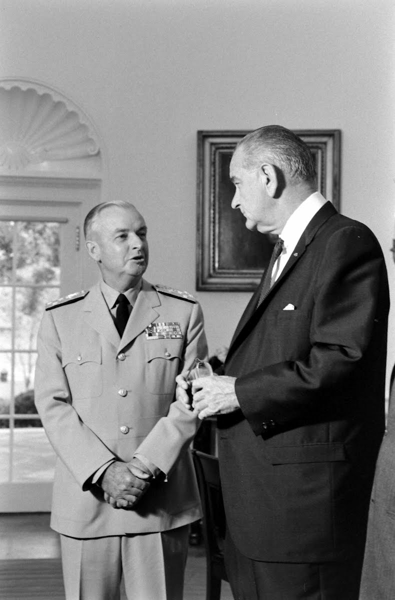 Lbj At Press Conference And Lbj With Adm. U.S.G. Sharpe