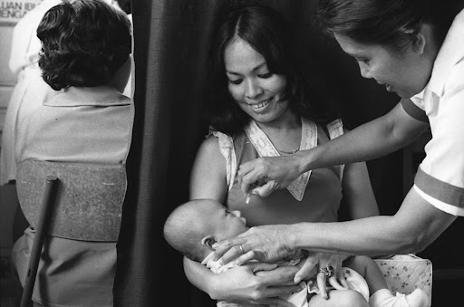 Polio vaccination at a rural health centre