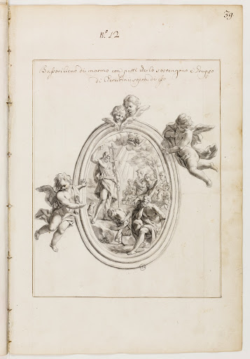 Design for the marble relief depicting St. John the Baptist, Album Weale, Chapel of St. John the Baptist