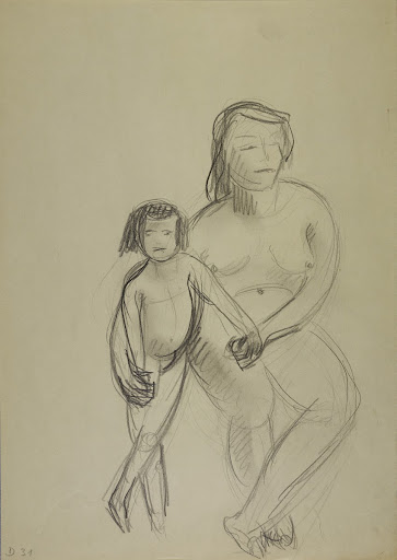 Untitled (Mother with child; from nude drawing class at Burg Giebichenstein Halle)