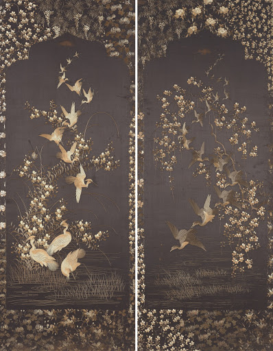 Two-Panel Embroidered Standing Screen