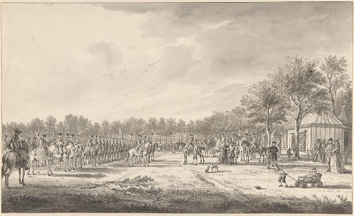 Revue van de cavalerie door prins Willem V op het Malieveld te Den Haag, 1770