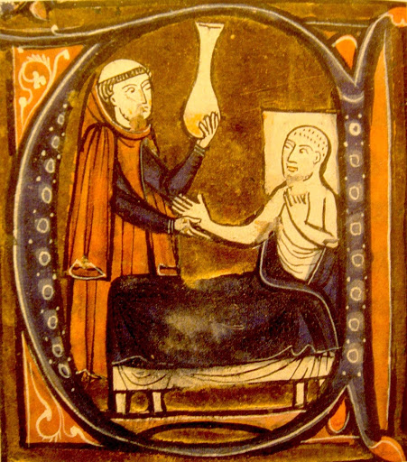 European depiction of the physician Rhazes, in Gerard of Cremona's Recueil des traités de médecine 1250–1260.