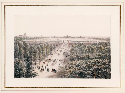 Le Champ de Mars et l'Ecole Militaire depuis les hauteurs du Trocadéro avant la construction de la tour Eiffel