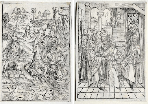 Der Schatzbehalter: Moses Found by Pharaoh's Daughter (recto); Der Schatzbehalter: Christ before Caiaphas (verso)