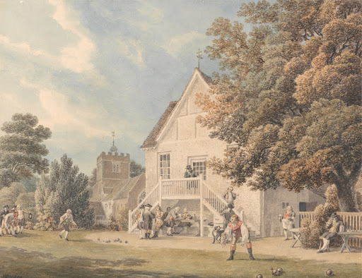 A Game of Bowls on the Bowling Green Outside the Bunch of Grapes Inn, Hurst, Berkshire