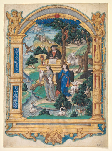 Frontispiece Miniature from the Manuscript of a Poem by Guillaume Crétin: Debate Between Two Women
