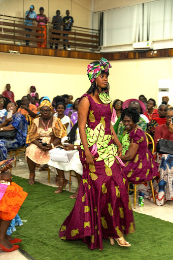 A print evening dress