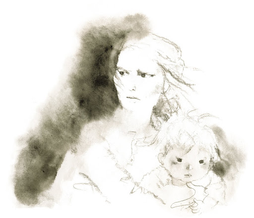 Mother and Child in the Flames