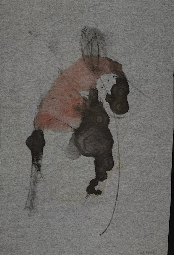 o. T. (abstrakte Komposition in schwarz und orange)