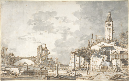 Lagoon Capriccio (recto); Architectural Scene (verso)