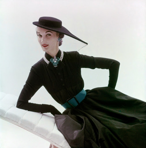 Evelyn Tripp in a Fath-Designed Black Dress, Vogue