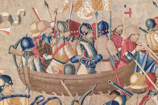 Detail of the tapestry “Landing in Asilah”