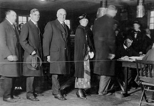 Warren G. and Florence Harding Voting Photographs