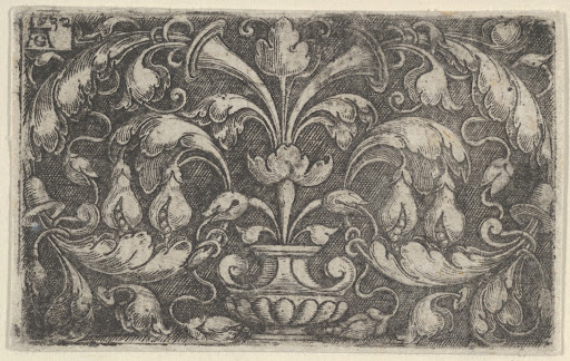 Horizontal Panel with Tendrils Growing Outwards from a Vase at Center