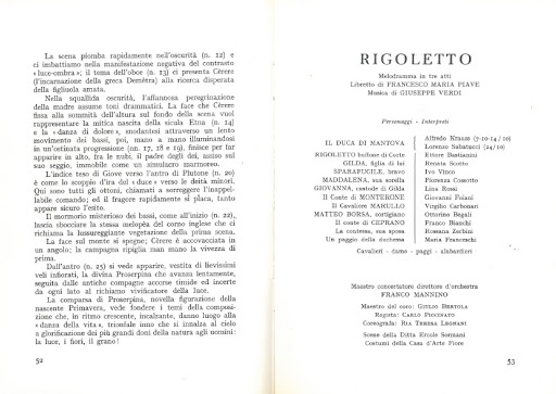 Brossura dello spettacolo teatrale "LA NASCITA DELLA PRIMAVERA" di Rubino il Pofeta, presso il teatro Donizetti (Bergamo) 1959, con scenografie realizzate da Alberto Zilocchi