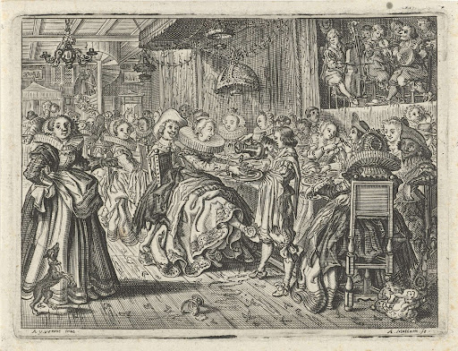 Interieur met een huwelijksbanket