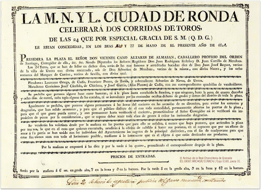 Poster of bullfights held in Ronda