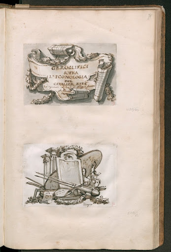 Frontispiece for the Book "Geroglifici sopra l'Iconologia del Cavalier Ripa" and Geroglifico del Disegno