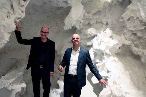 Christian Kerez and Alain Berset inside the 'Incidental Space'