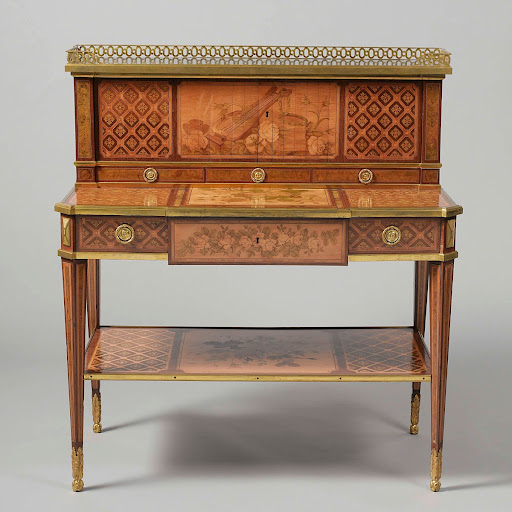 Writing desk with a raised back