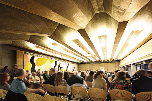 Audience gathers for a performance as part of the Utzon Music Series