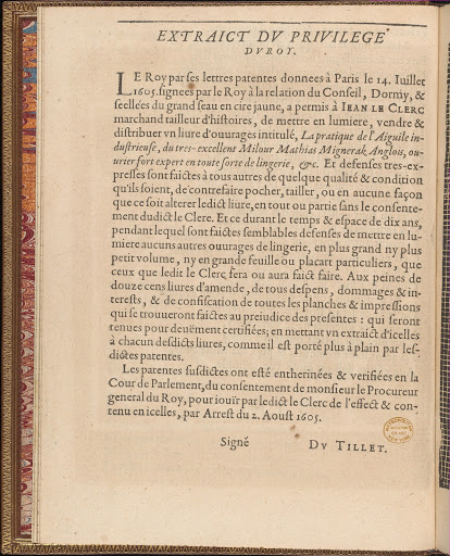 La Pratique de l'Aiguille, page 4 (verso)