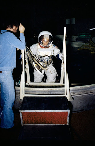 Crippen, pilot for STS-1, during a training session