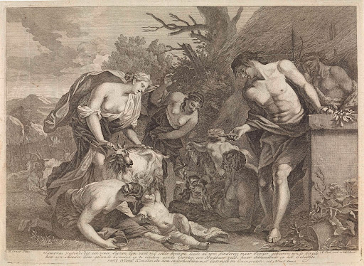 Jupiter wordt gezoogd door de geit Amalthea