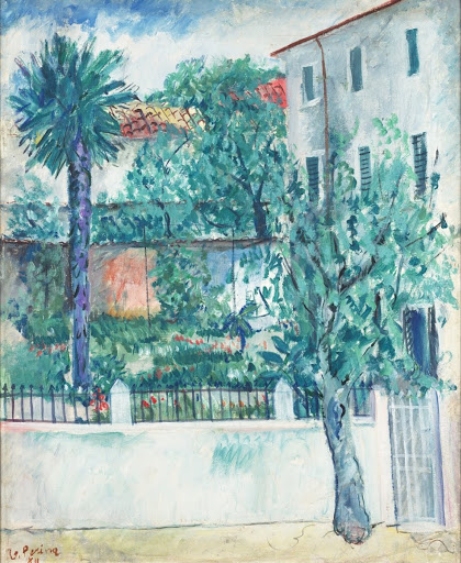 Villa, garden and palm tree