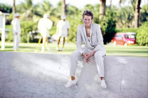 Claudia Schiffer in Armani Suit, Vogue