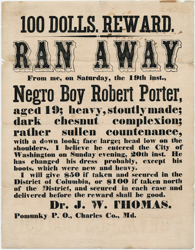 Notice seeking return of runaway slave