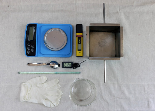 Equipment needed for a natural dyeing workshop.