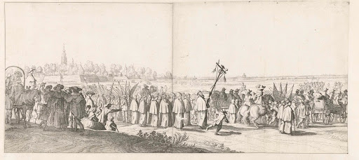 Uittocht van het Spaanse garnizoen uit Breda (plaat 1 en 2), 1637