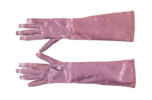 Par de luvas em cetim lilás