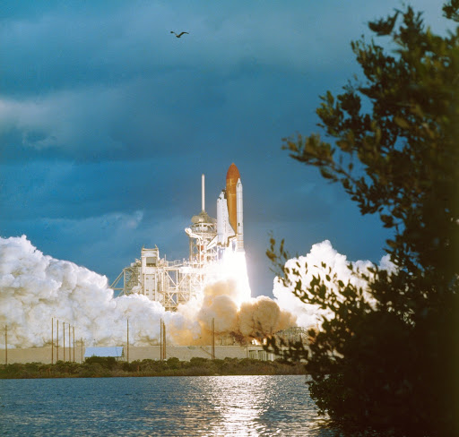 View of the launch of STS 51-A shuttle Discovery