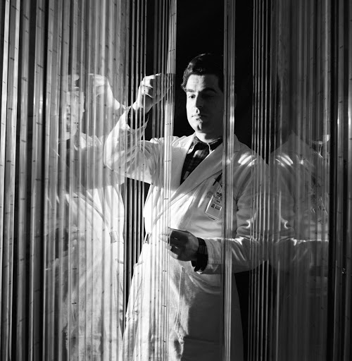 "Lessive" de films de chambre à bulles, mis à sécher après traitement