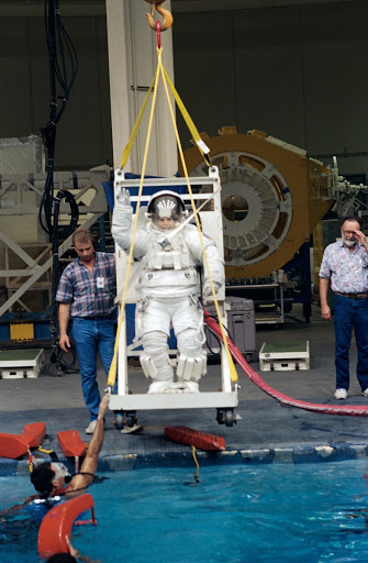 Astronaut Mary Ellen Weber during training session in WETF
